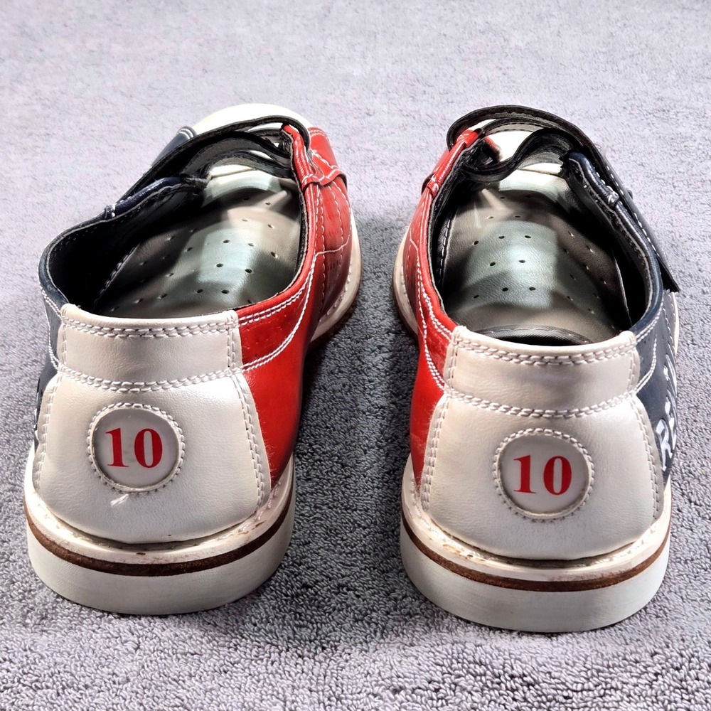 Classic Bowling Shoes Men Size 10 Navy Blue Red Silver Good Rental Hook & Loop - Picture 4 of 8